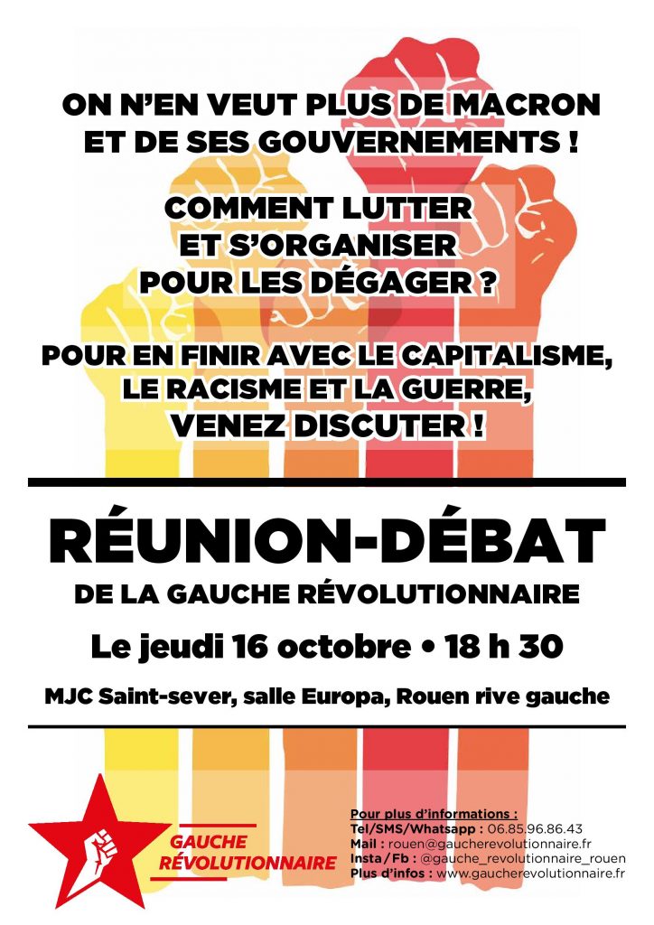 Réunion-débat jeudi 16 octobre à Rouen